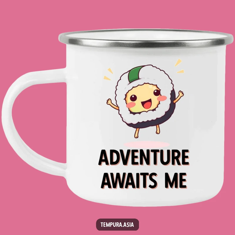 Funny Sushi Hop Camping Mug: Durable & Hilarious Outdoor Sip Gift