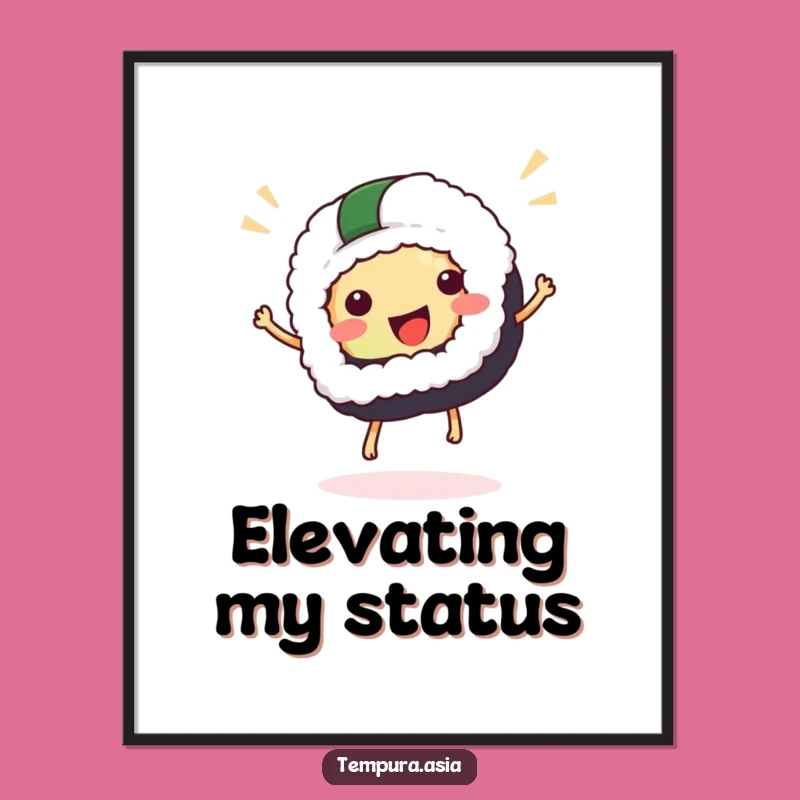 Funny Sushi Hop Digital Art Print: Instant Joyful Japanese Decoration Gift