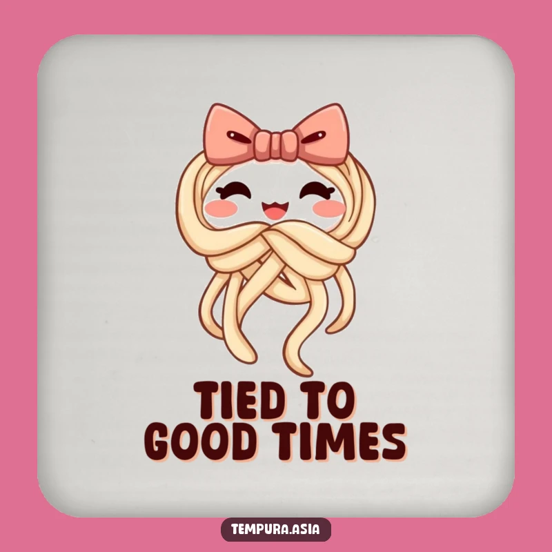 Funny Udon Bow Drink Coaster: Protect Surfaces with Cheerful Noodle Art