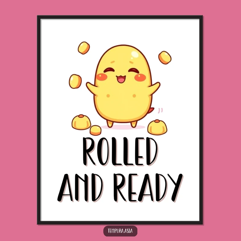 Funny Tamagoyaki Giggling Poster - Whimsical Juggling Food Art