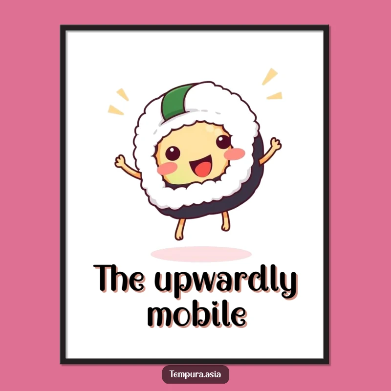 Funny Sushi Hop Poster: Joyful Japanese Wall Art & Hilarious Gift Decor