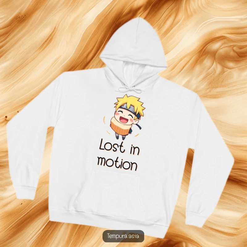 Funny narutomaki hoodie featuring a happy, grinning slice spinning around, offering comfort and humor for ramen fans.