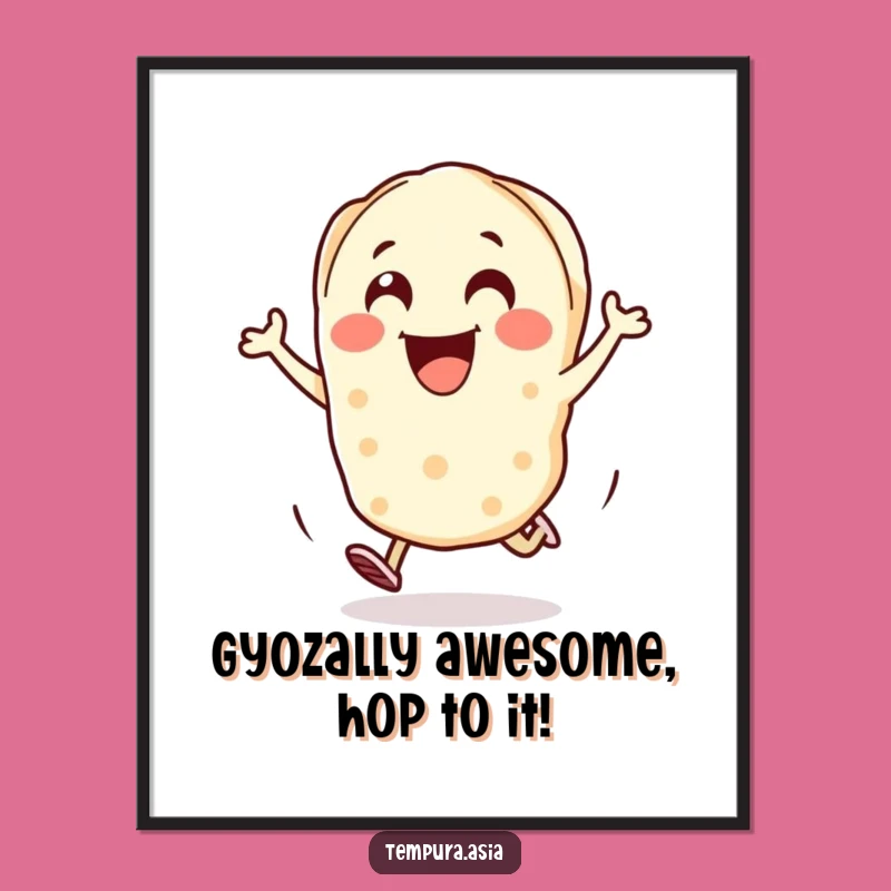 Free Printable Wall Art: Hopping Gyoza - Funny Humorous Downloadable Decor