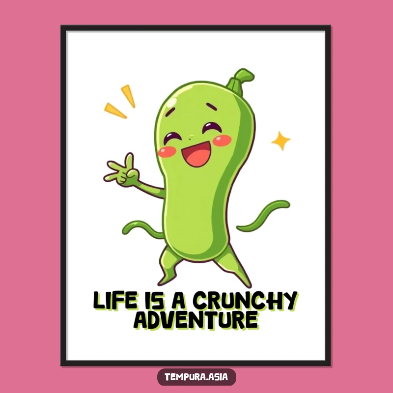 Funny Free Printable Wall Art: Green Bean Tempura Dramatic Pose Downloadable Decor