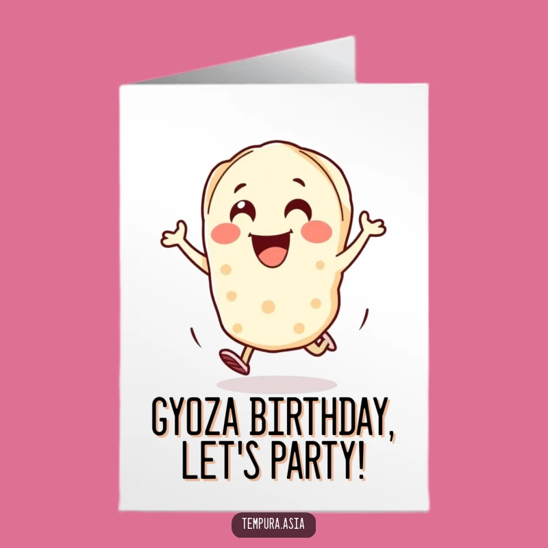 Free Printable Birthday Card: Hopping Gyoza - Funny Downloadable Print at Home
