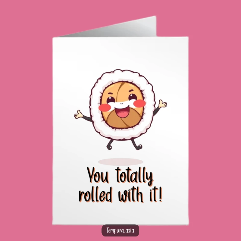 Free Printable Congrats Card: Dancing Sushi Roll - Humorous Downloadable Gift