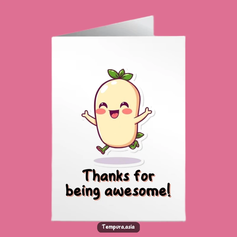 Free Printable Funny Thank You Card: Edamame Hop Cheerful Pose Downloadable Gift