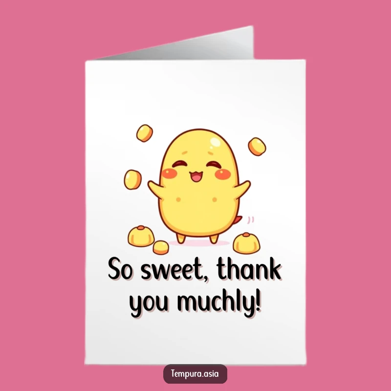 Free Printable Funny Thank You Card: Tamagoyaki Juggling Rice Balls Downloadable Gift